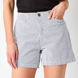 St. John's Bay Women's Blue Pinstripe Shorts- Chino Shorts